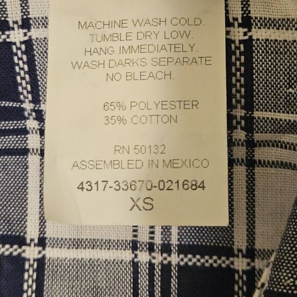 Bon Worth Size Xs Womens Blue Plaid Shirt Embroidrred Bees Flowers Ladybugs - Picture 6 of 7